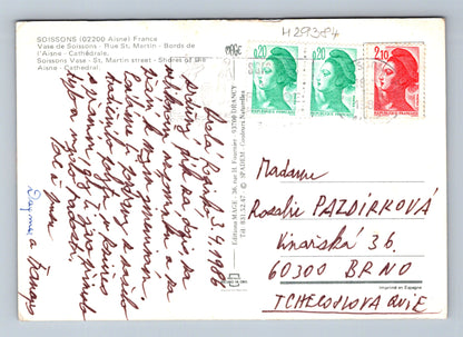 Pohlednice Francie Soissons koláž motivů 1988 (M29384)