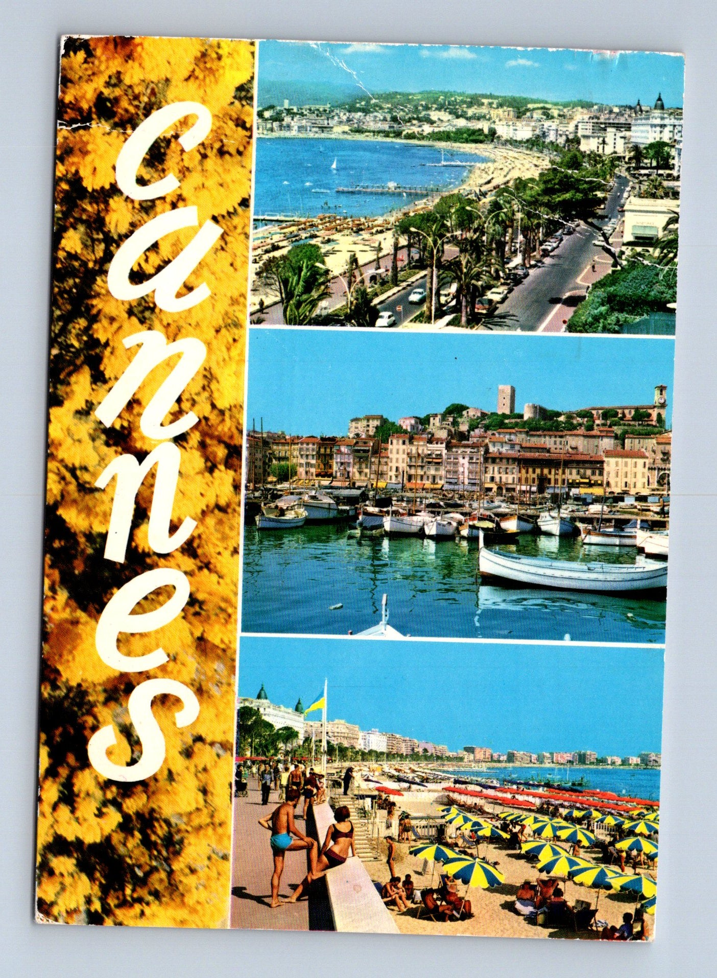 Pohlednice Francie Cannes, panorama pláží a města 1974 (M29393)