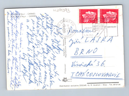 Pohlednice Francie Cannes, panorama pláží a města 1974 (M29393)
