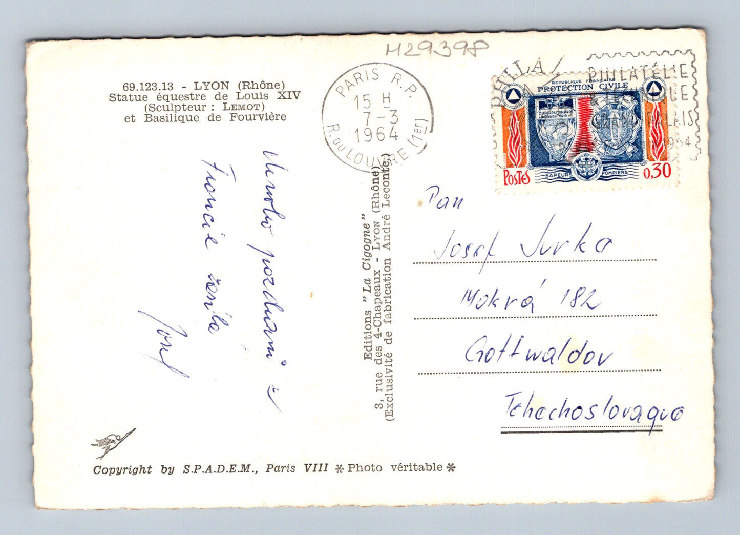 Pohlednice Francie Lyon socha Ludvíka XIV 1964 (M29398)