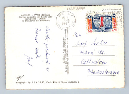 Pohlednice Francie Lyon socha Ludvíka XIV 1964 (M29398)