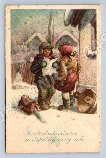 Postcard C Kotyšan children's figures 1950 (M2940)