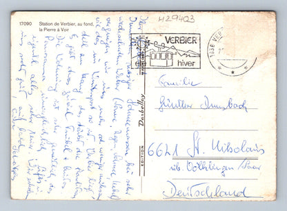 Pohlednice Švýcarsko Verbier zimní horská vesnice 1936 (M29403)