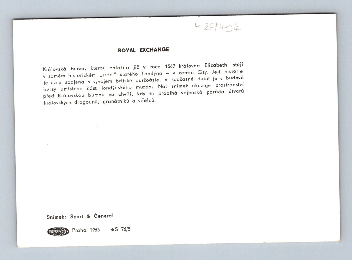 Pohlednice Velká Británie Londýn vojenská paráda 1965 (M29404)