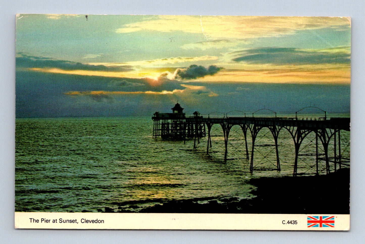 Pohlednice Velká Británie Clevedon Pier západ slunce 1984 (M29424)