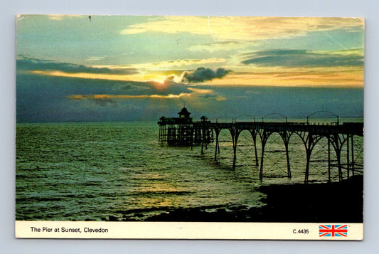 Pohlednice Velká Británie Clevedon Pier západ slunce 1984 (M29424)