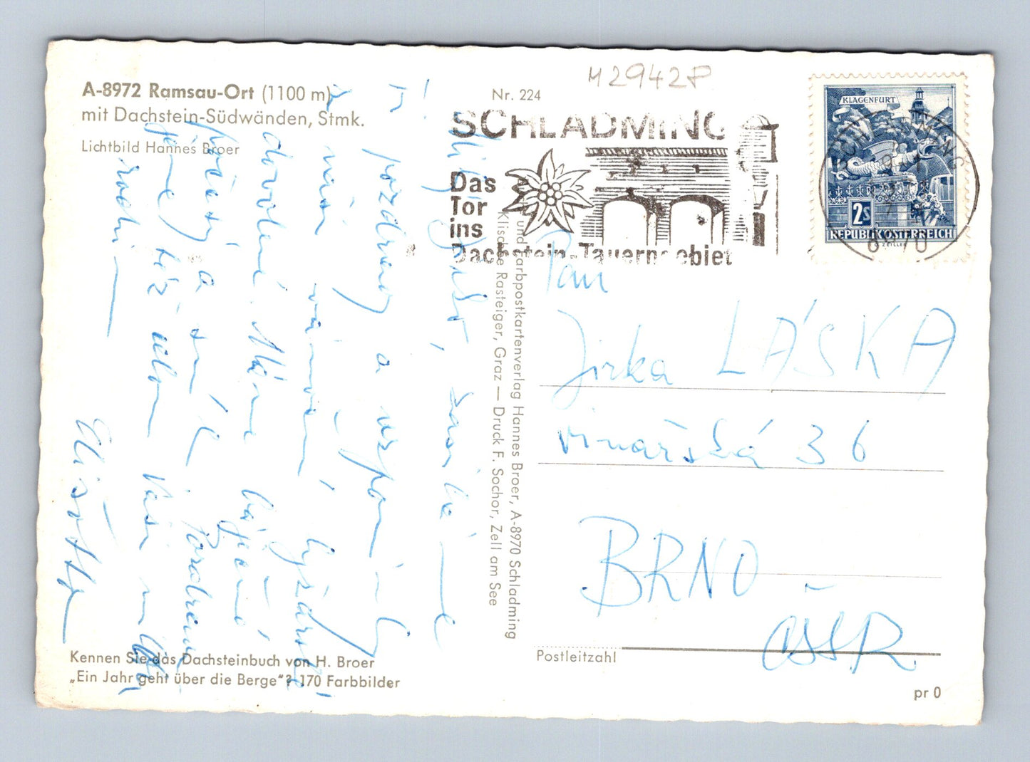 Pohlednice Rakousko Ramsau-Ort zimní horská krajina (M29428)
