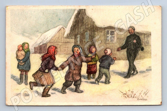 Postcard children's motif Ch Burešová 1952 (M2943)