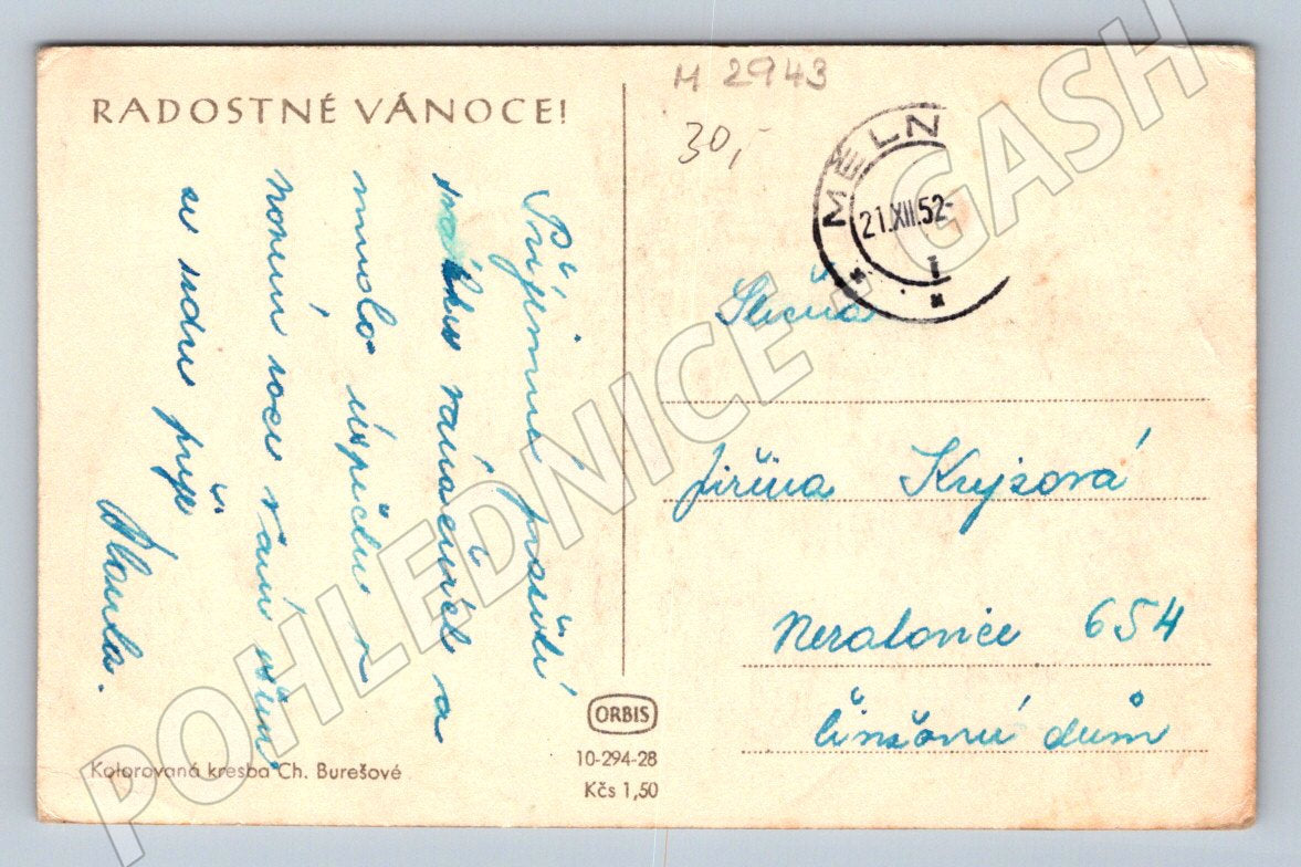 Postcard children's motif Ch Burešová 1952 (M2943)
