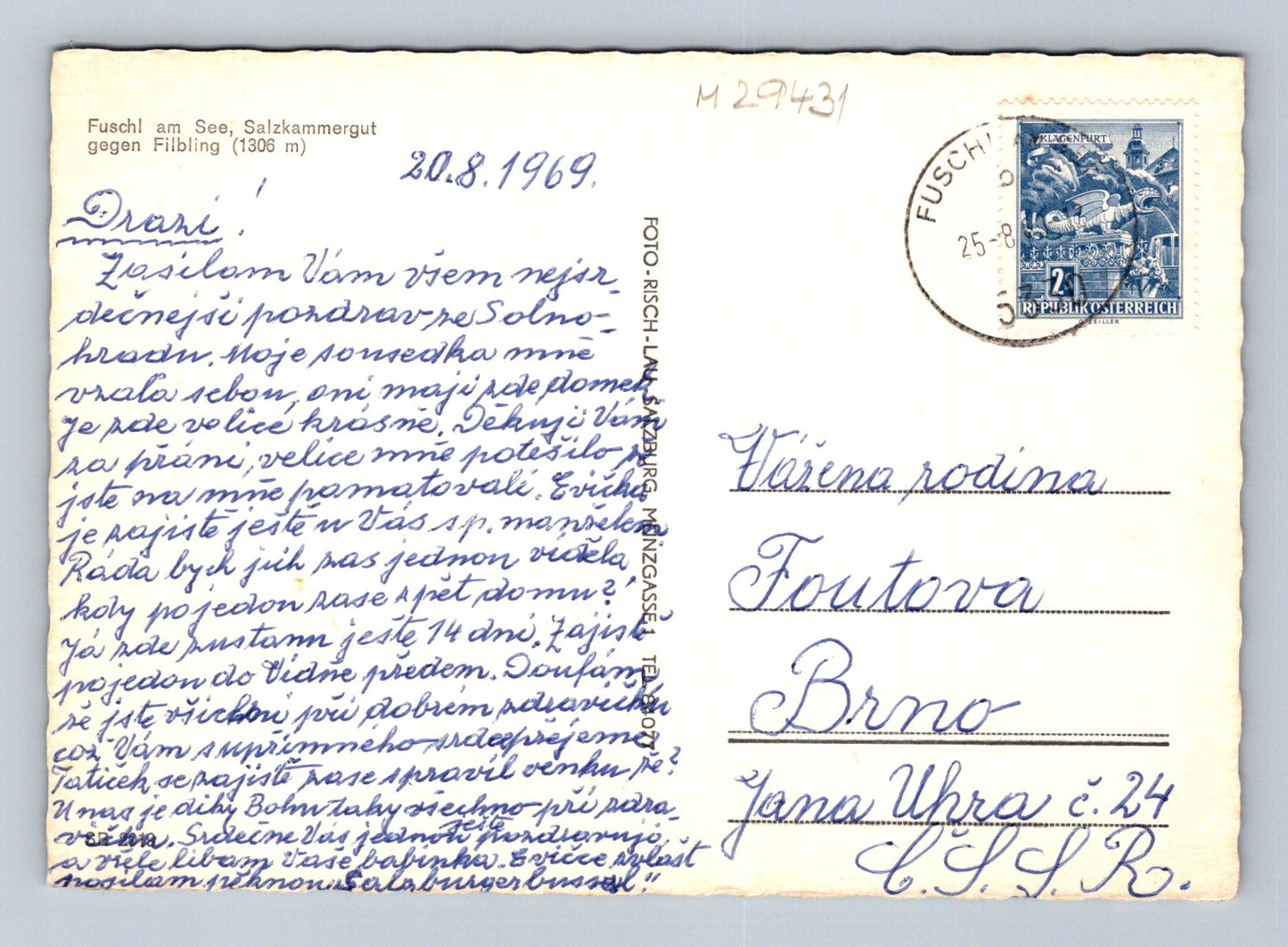 Pohlednice Rakousko Fuschl am See panorama 1969 (M29431)