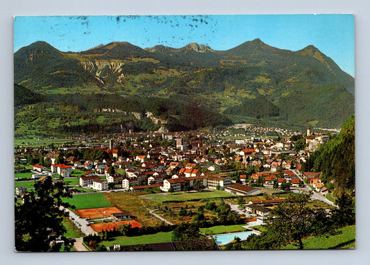 Pohlednice Rakousko Bludenz panorama s horami 1976 (M29432)