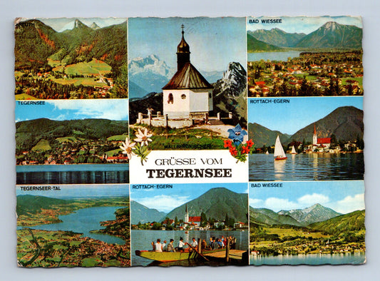 Pohlednice Německo Tegernsee kostel jezera hory 1971 (M29469)