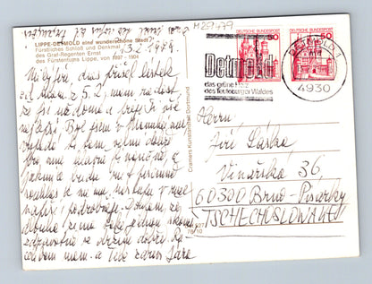 Pohlednice Německo Detmold zámek a památník 1989 (M29479)
