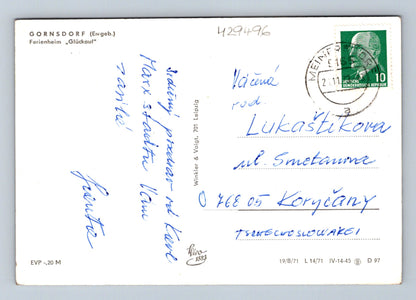 Pohlednice Německo Gornsdorf Ferienheim Glückauf 1971 (M29496)