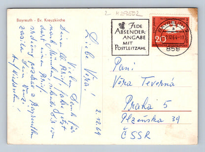 Pohlednice Německo Bayreuth Ev. Kreuzkirche 1964 (M29502)