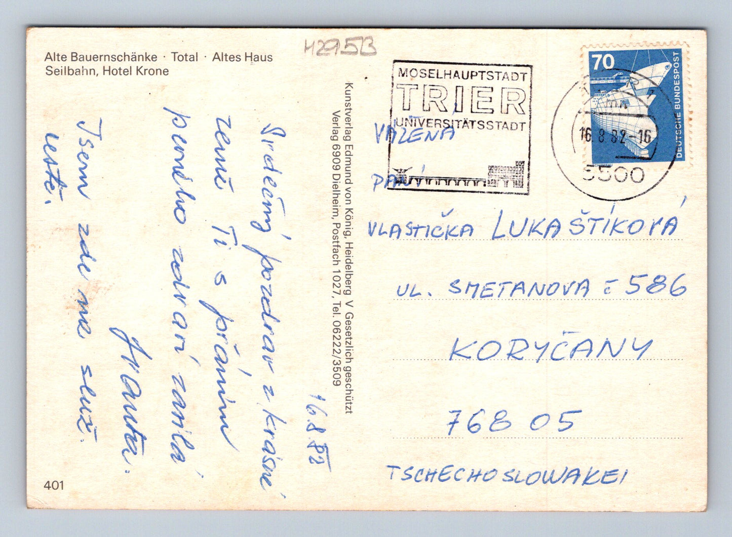 Pohlednice Německo Assmannshausen a.Rh. více motivů 1982 (M29513)