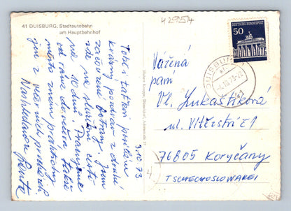 Pohlednice Německo Duisburg dálnice u nádraží 1973 (M29514)
