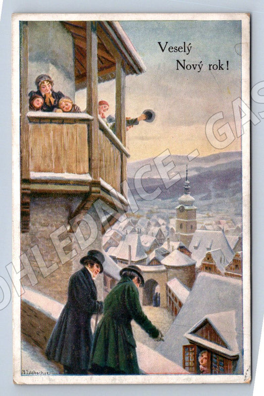 Postcard Happy New Year 1920 Czech Republic (M2954)