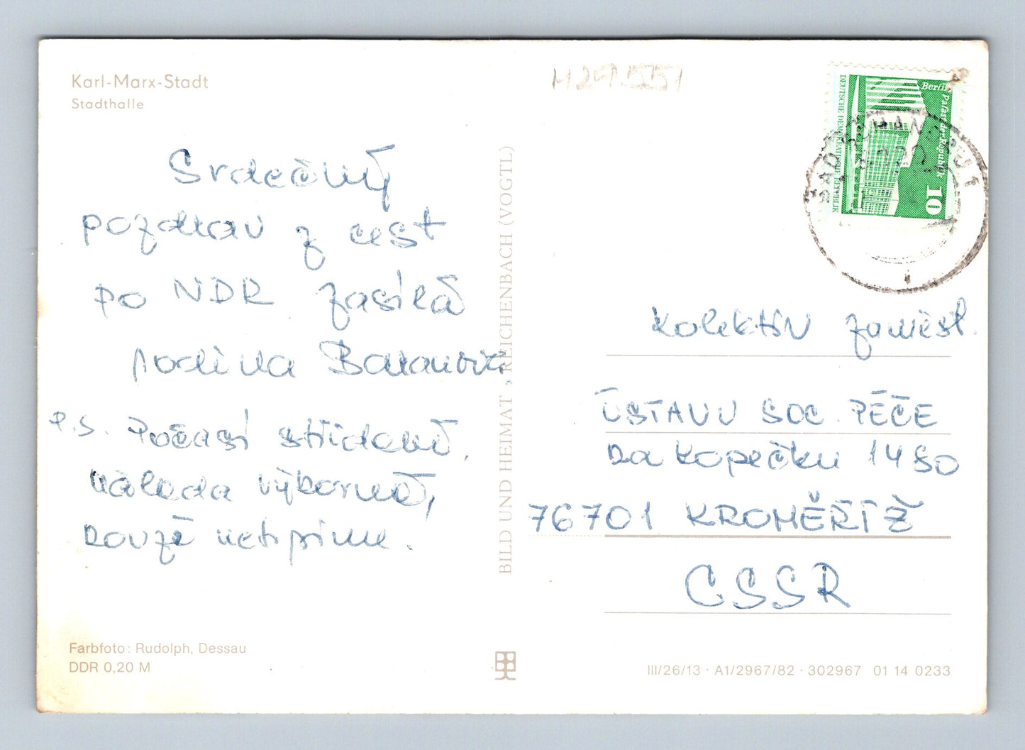 Pohlednice Německo Karl-Marx-Stadt Stadthalle (M29551)