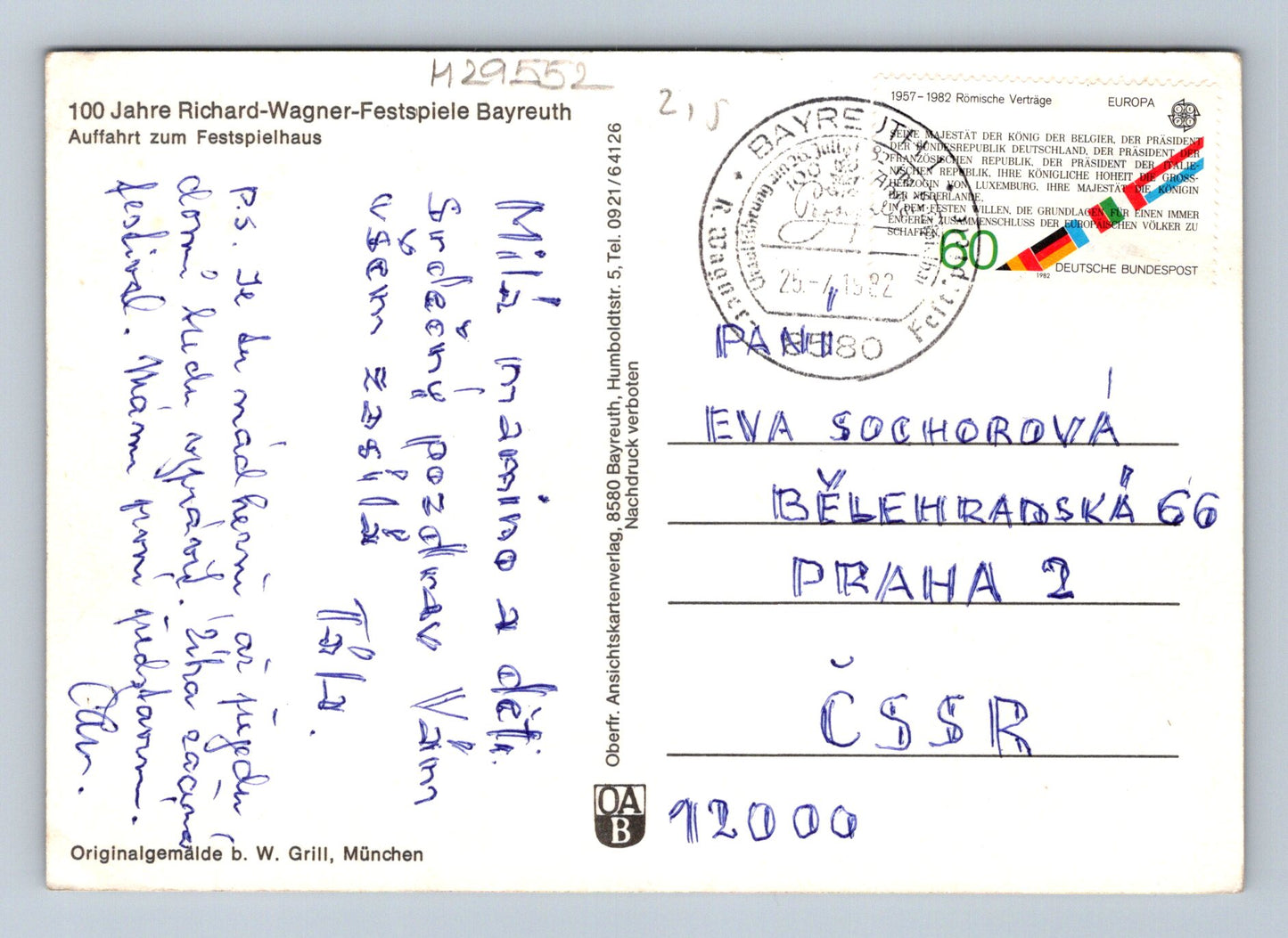 Pohlednice Německo Bayreuth Richard-Wagner-Festspielhaus 1982 (M29552)