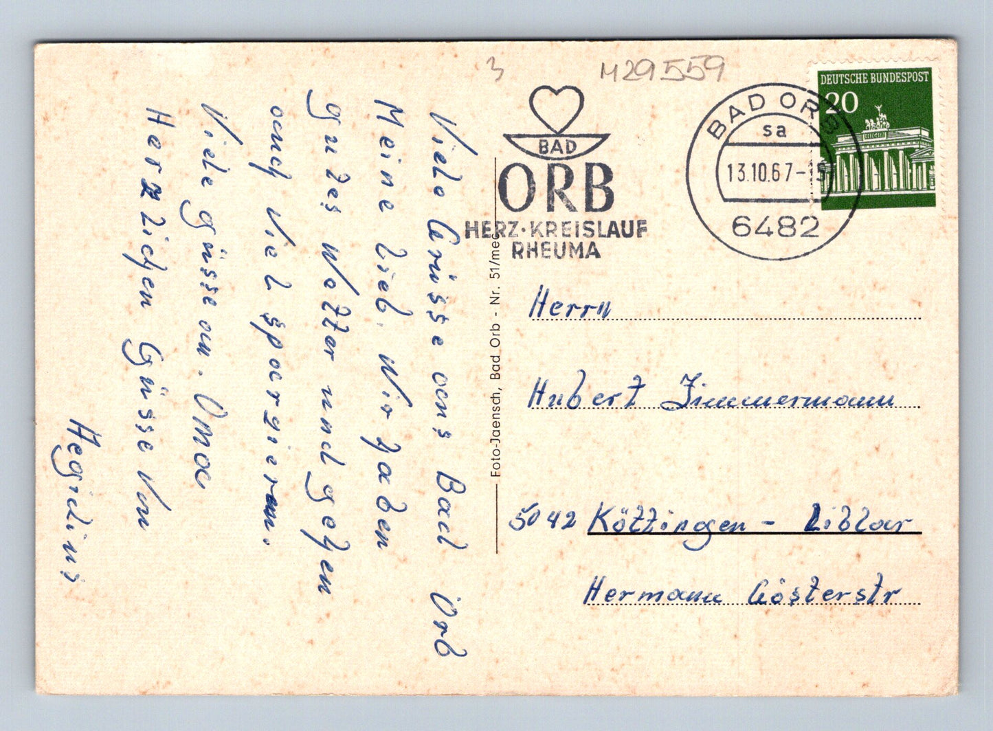 Pohlednice Německo Bad Orb údolí 1967 (M29559)