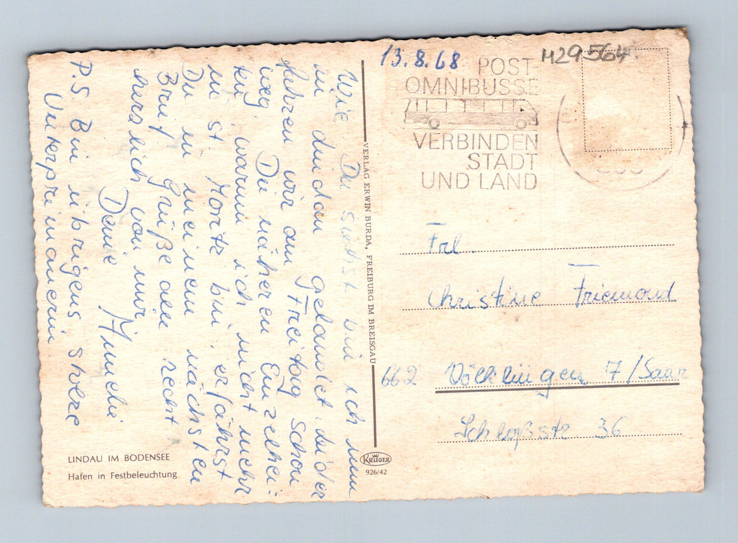 Pohlednice Německo Lindau přístav maják 1968 (M29564)