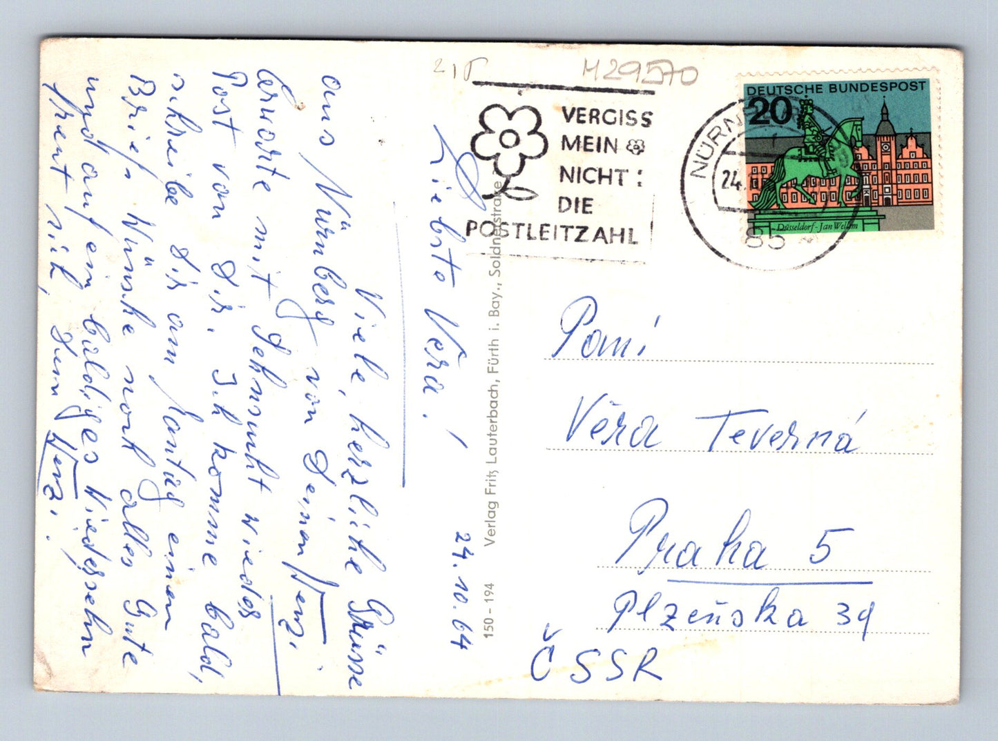 Pohlednice Německo Norimberk Gruss aus Nürnberg 1964 (M29570)