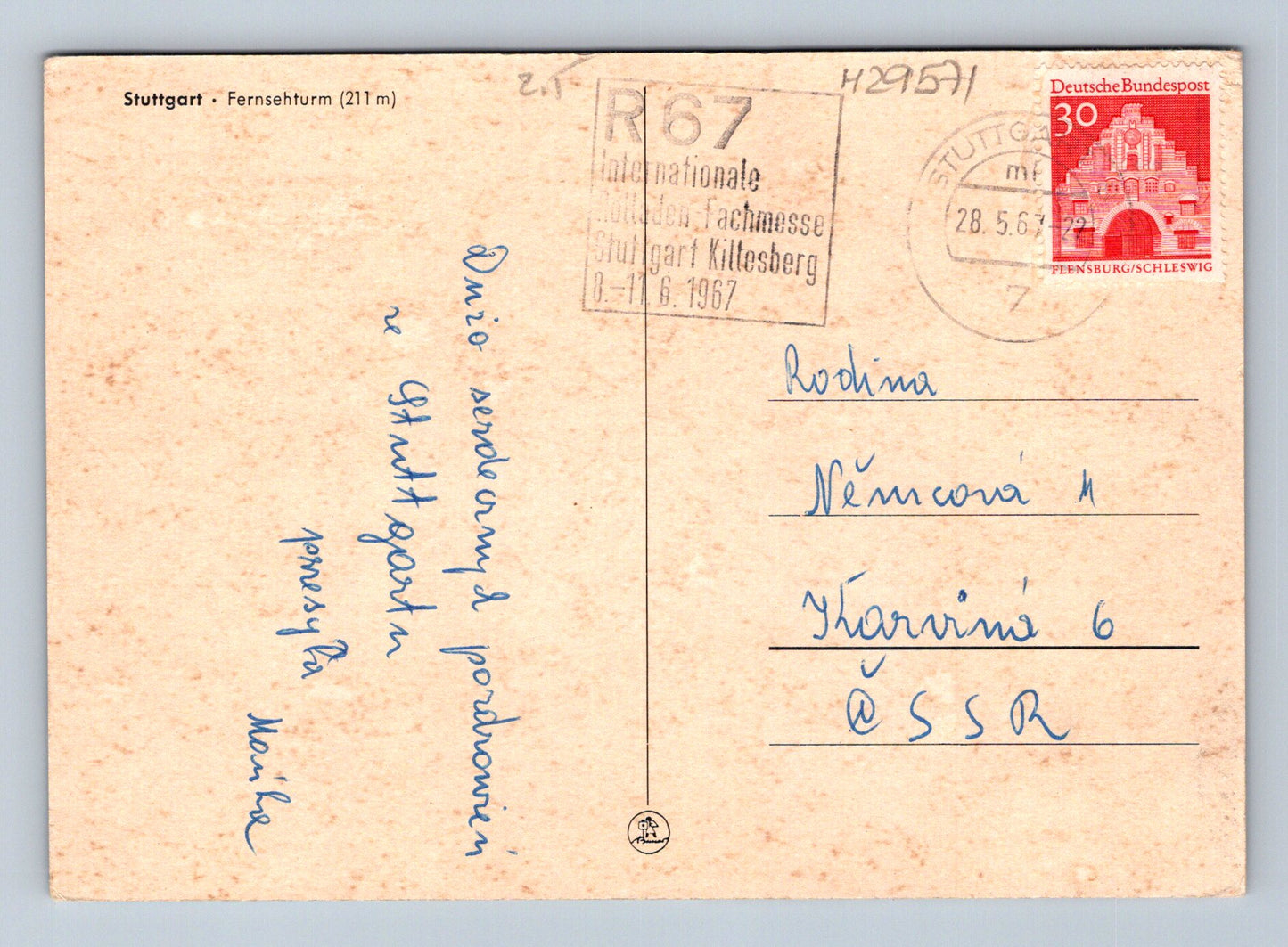 Pohlednice Německo Stuttgart televizní věž 1967 (M29571)