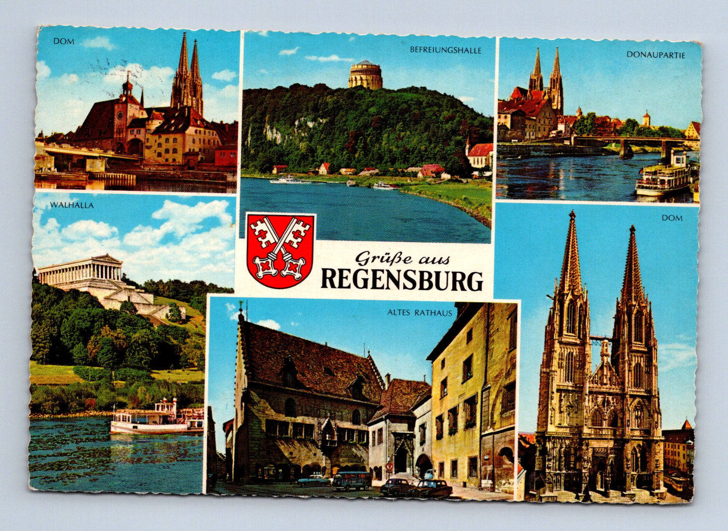 Pohlednice Německo Řezno Regensburg multi-view 1965 (M29572)
