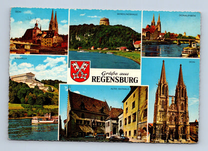 Pohlednice Německo Řezno Regensburg multi-view 1965 (M29572)
