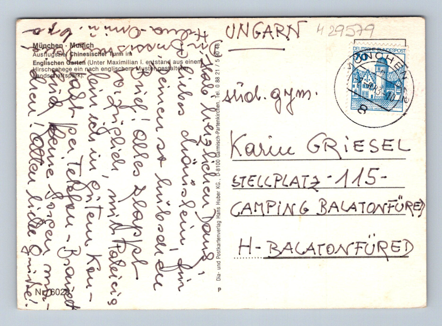 Pohlednice Německo Mnichov Čínská věž 1970 (M29579)