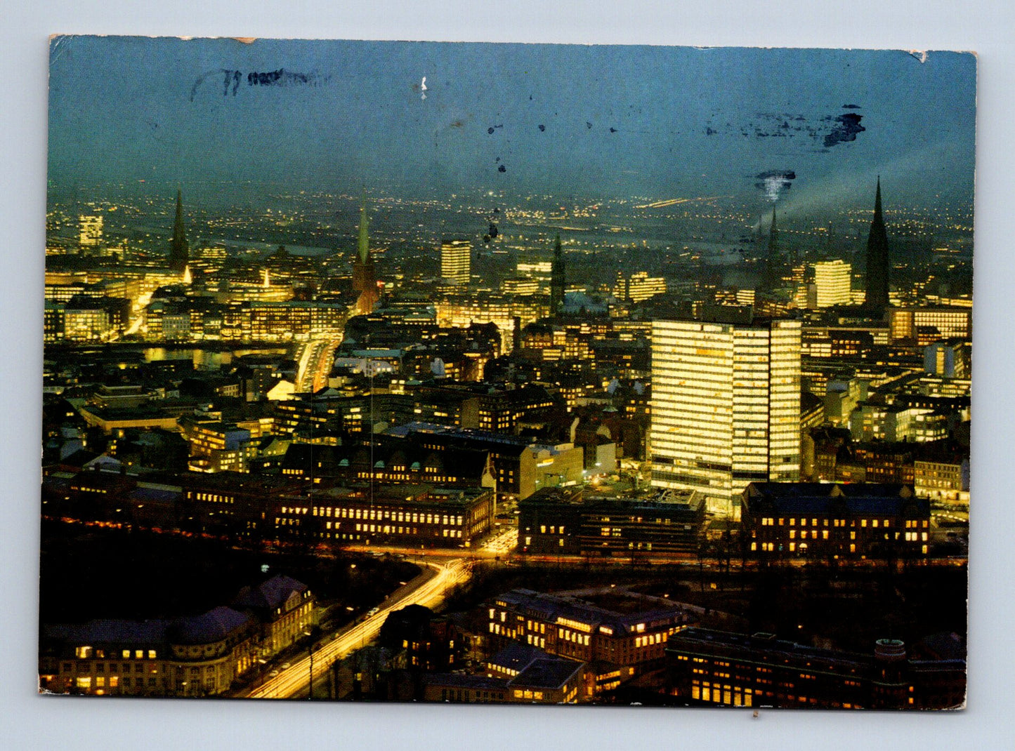 Pohlednice Německo Hamburg noční panorama 1970s (M29585)