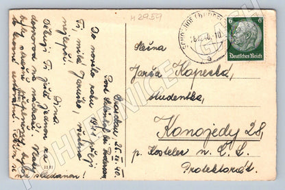 Postcard cottage snowy landscape 1940 (M2959)