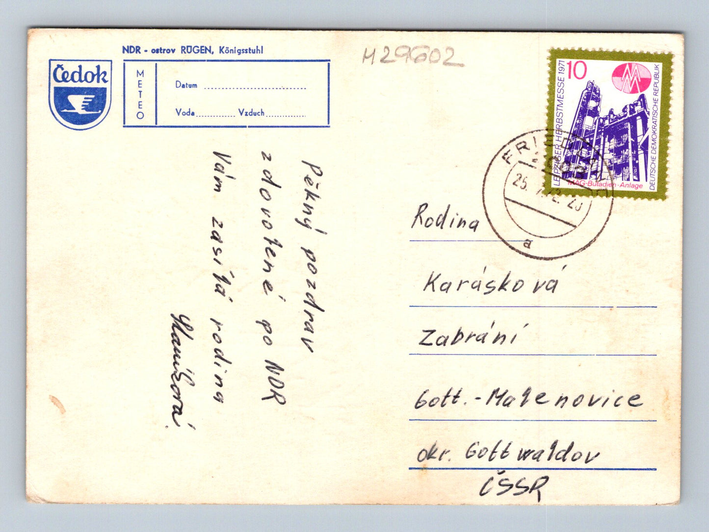 Pohlednice NDR Rügen Königsstuhl vodopád 1971 (M29602)