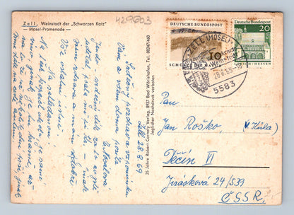 Pohlednice Německo Zell Mosel promenáda řeka 1969 (M29603)