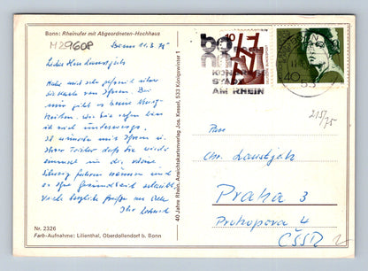 Pohlednice Německo Bonn Rýn a výšková budova 1975 (M29608)