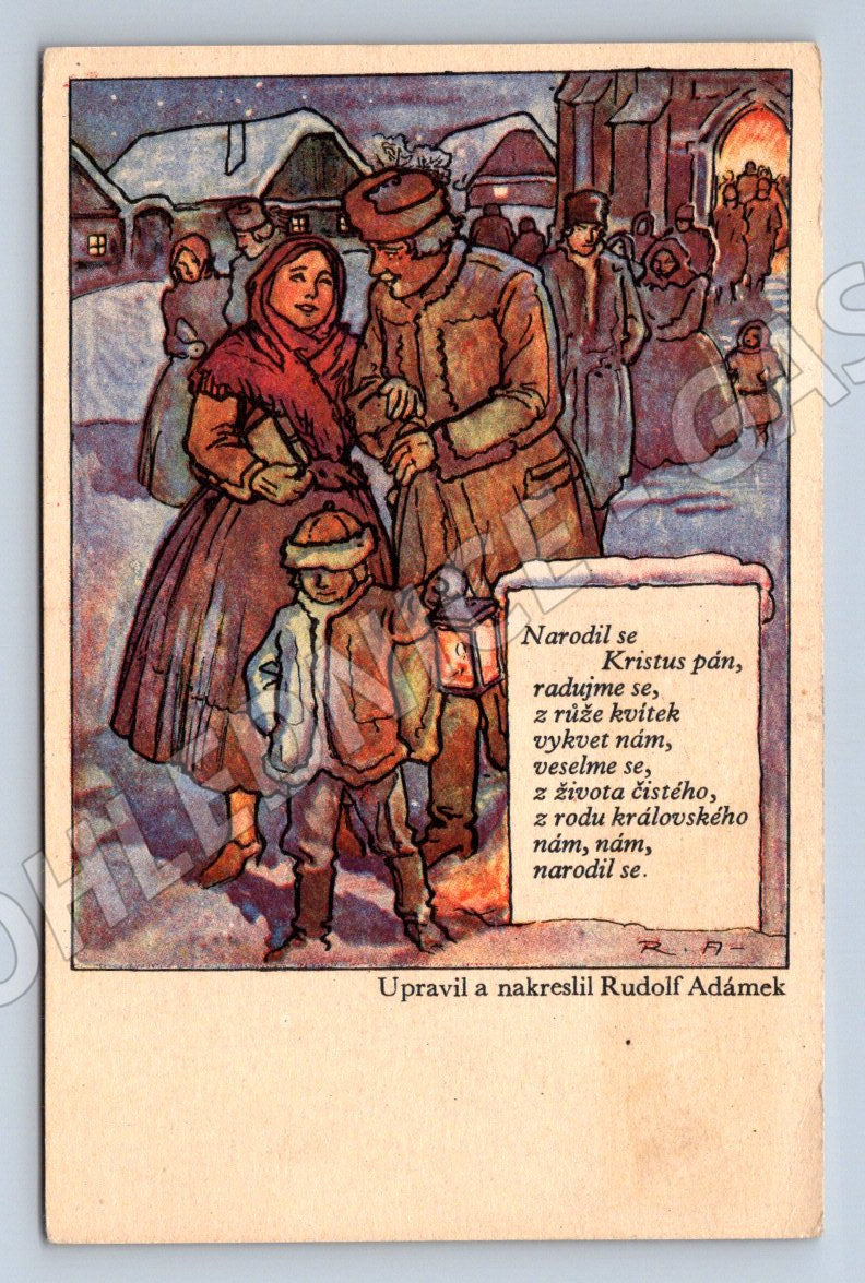 Postcard Rudolf Adámek ethnographic carol (M2962)