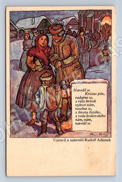 Postcard Rudolf Adámek ethnographic carol (M2962)