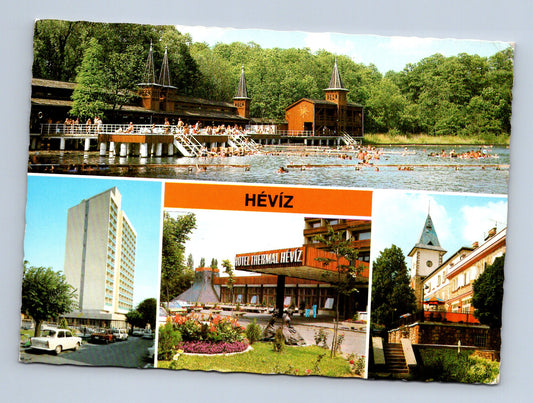 Pohlednice Maďarsko Hévíz termální jezero a hotely 1972 (M29634)