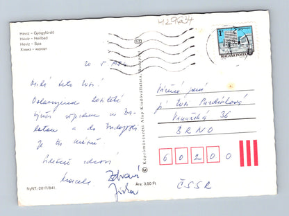 Pohlednice Maďarsko Hévíz termální jezero a hotely 1972 (M29634)