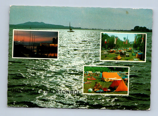 Pohlednice Maďarsko Balaton kemp a jezero 1974 (M29635)