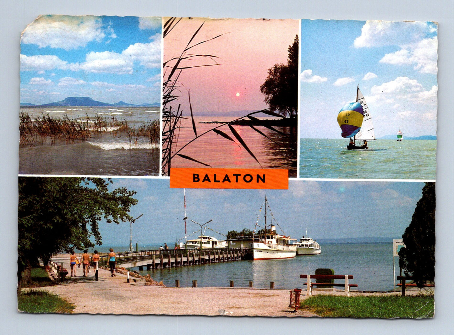Pohlednice Maďarsko Balaton jezero plachetnice přístav (M29647)