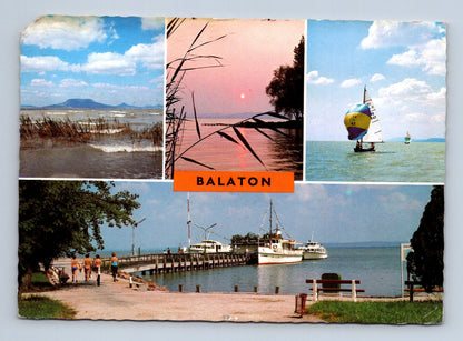 Pohlednice Maďarsko Balaton jezero plachetnice přístav (M29647)