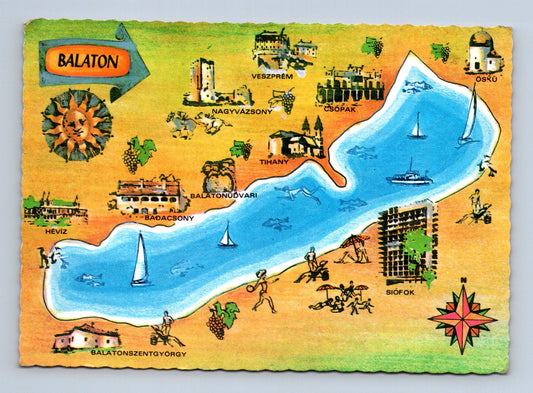 Pohlednice Maďarsko Balaton mapa 1979 (M29648)