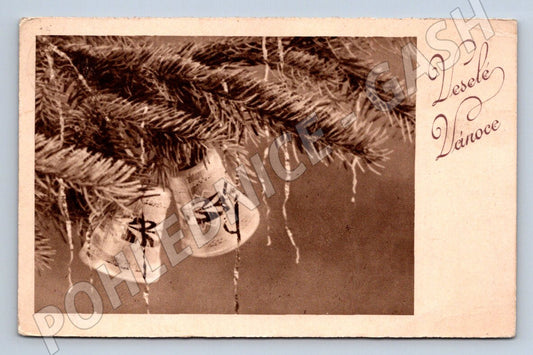Postcard Merry Christmas sepia Czechoslovakia (M2965)