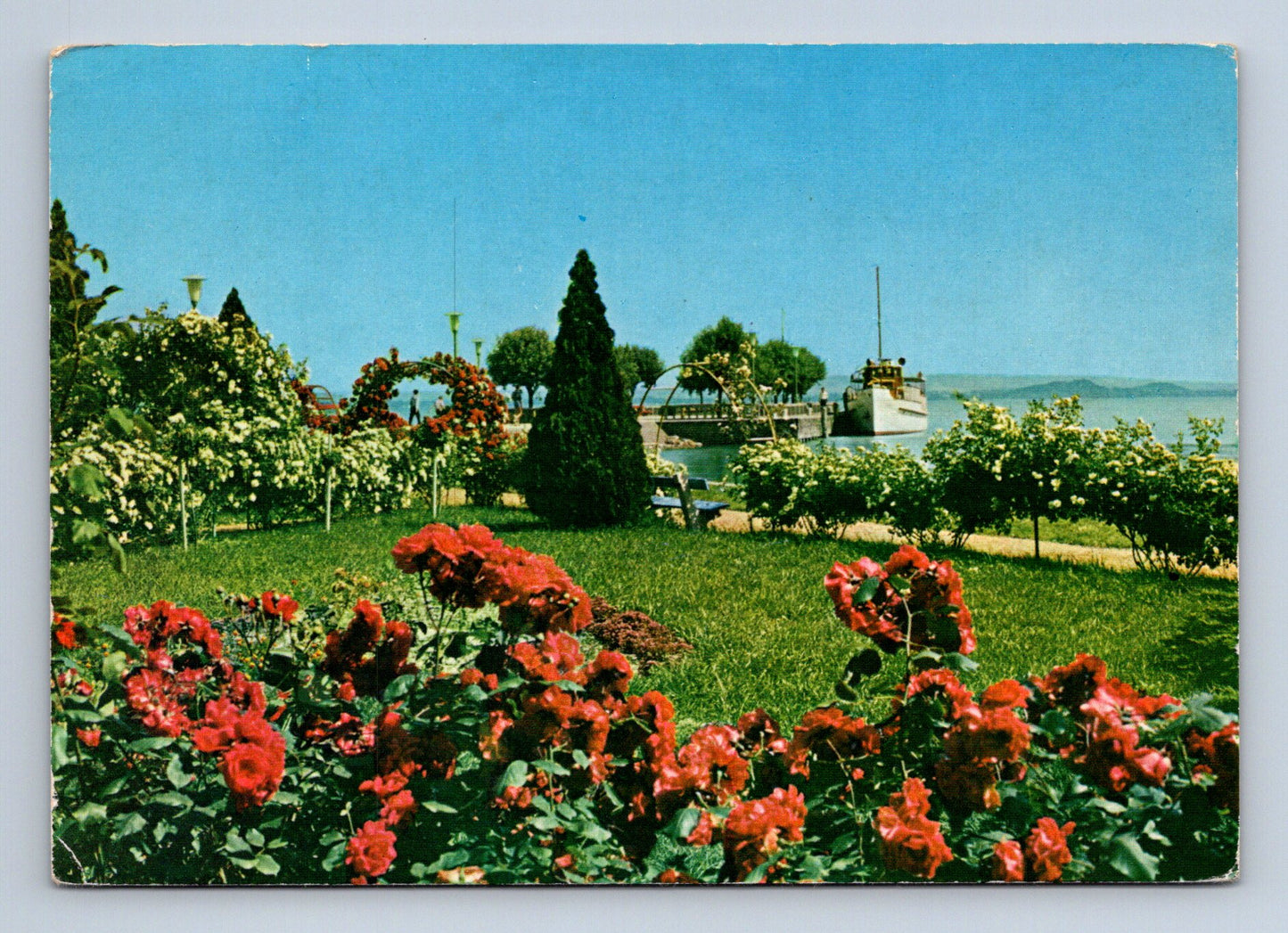 Pohlednice Maďarsko Révfülöp park s lodí 1974 (M29650)