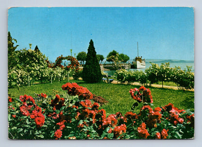 Pohlednice Maďarsko Révfülöp park s lodí 1974 (M29650)