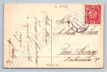 Postcard boat on the river Christmas greeting (M2966)