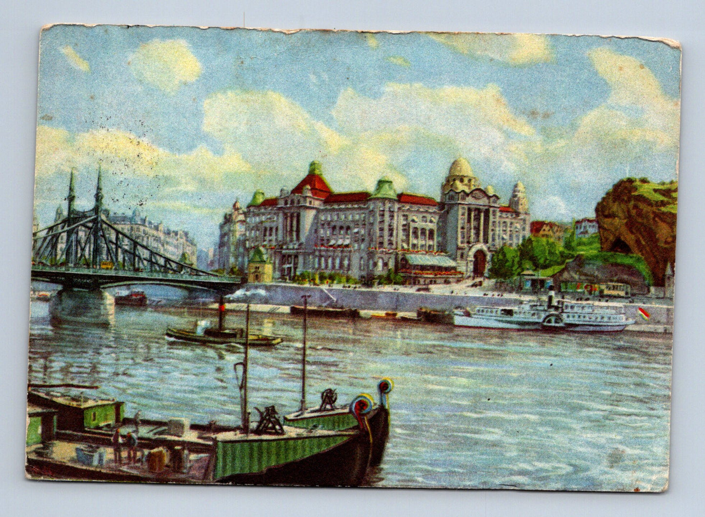 Pohlednice Maďarsko Budapešť Hotel Gellért a most 1939 (M29668)