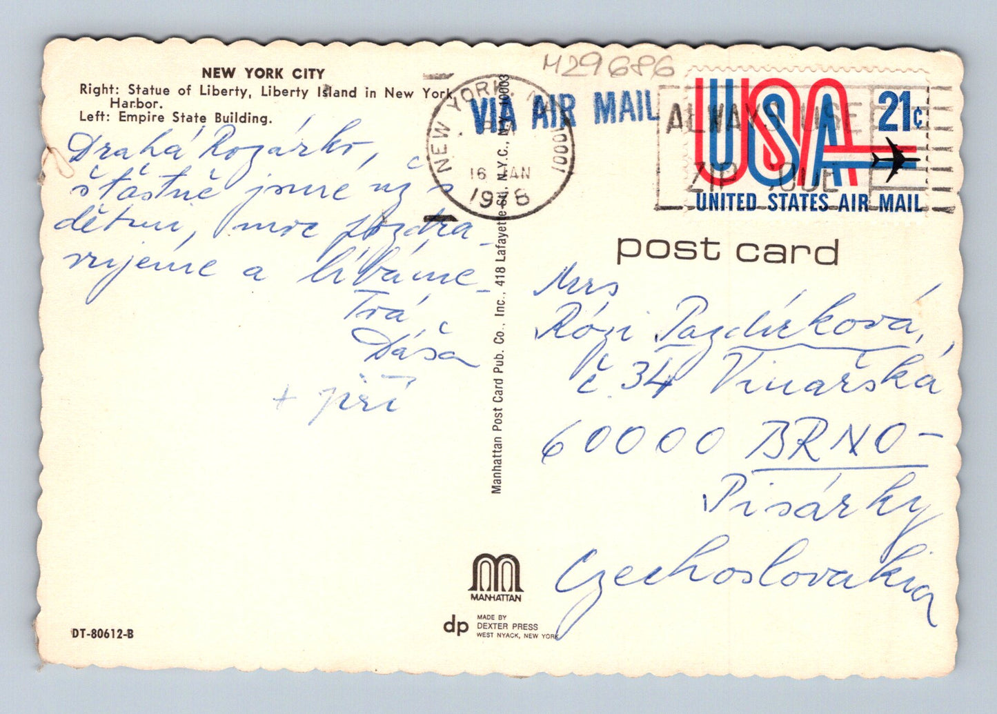 USA New York City Socha Svobody Empire State Building 1969 (M29686)